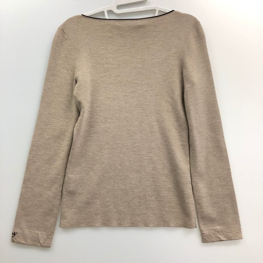 極美品◆フォクシー ニット トップス 袖刺繍 ウール100% 27324 レディース サイス38 ブラウン FOXEY 【AFB37】