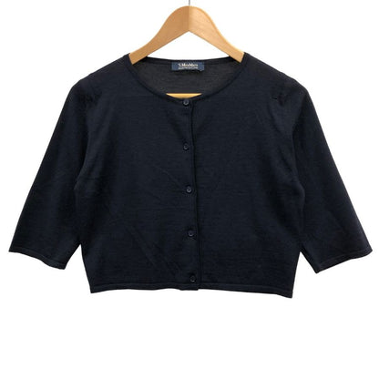 中古◆マックスマーラ ショート丈 七分丈袖 トップス カーディガン ウール 100％ レディース サイズM ブラック S' Max Mara 【AFB11】