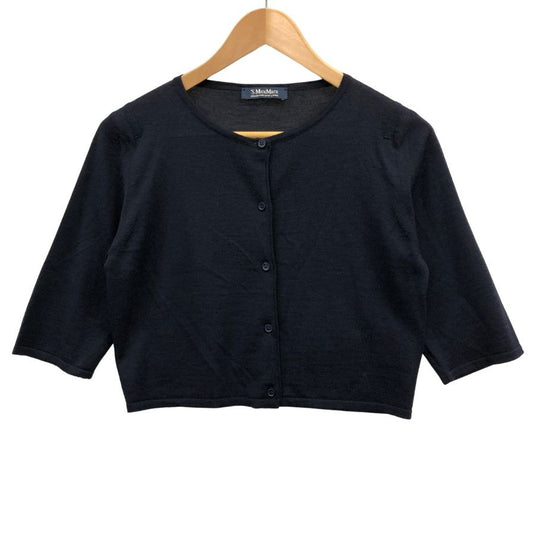 中古◆マックスマーラ ショート丈 七分丈袖 トップス カーディガン ウール 100％ レディース サイズM ブラック S' Max Mara 【AFB11】