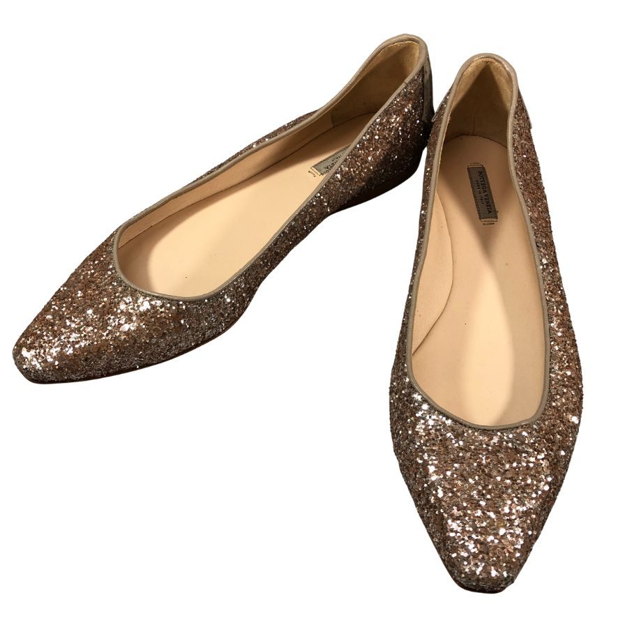 ボッテガヴェネタ パンプス グリッター フラット イントレチャート ピンク系 レディース サイズ36 BOTTEGA VENETA 約23.0cm【AFC42】