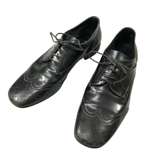 プラダ レザーシューズ ウイングチップ ガラスレザー 2EA 051 メンズ ブラック サイズ8 PRADA 約26.5cm【AFC50】