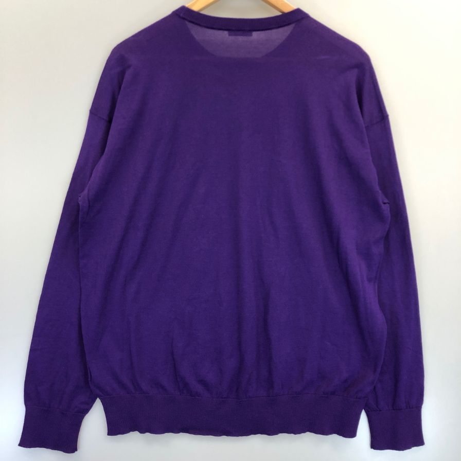 極美品◆キャッシュアンドバルバ ニット ラウンドネック シーアイランド コットン メンズ サイズ3 パープル cash&barba 【AFB4】