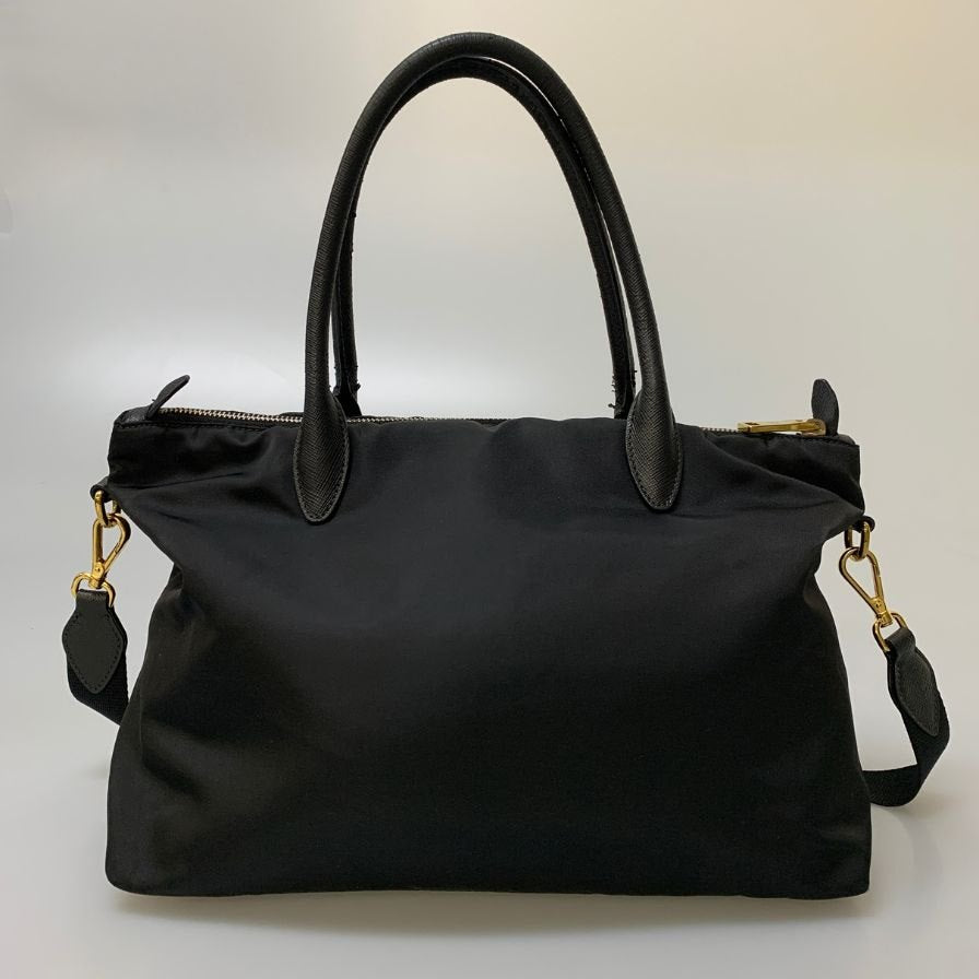 プラダ ハンドバッグ ナイロン×レザー 2WAY レディース ブラック PRADA【AFE3】