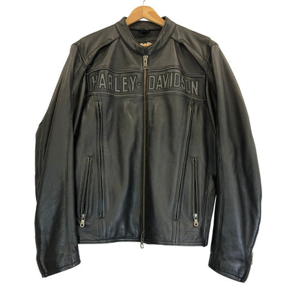 中古◆ハーレーダビッドソン シングルライダース レザー ジャケット ロゴ デザイン ブラック サイズL HARLEY DAVIDSON 【AFG1】