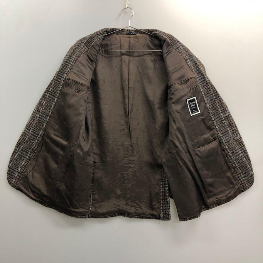 中古◆クリスチャンディオール ムッシュ テーラードジャケット チェック フランス製 メンズ サイズ48 Christian Dior MONSIEUR 【AFF22】