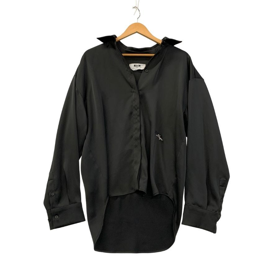 美品◆エムエスジーエム シャツ バックデザイン ジャージー サイズ36 レディース ブラック MSGM 【AFB35】