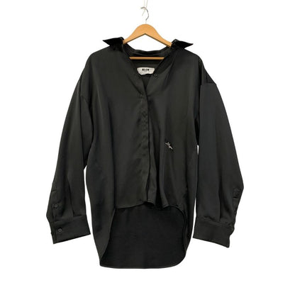 美品◆エムエスジーエム シャツ バックデザイン ジャージー サイズ36 レディース ブラック MSGM 【AFB35】