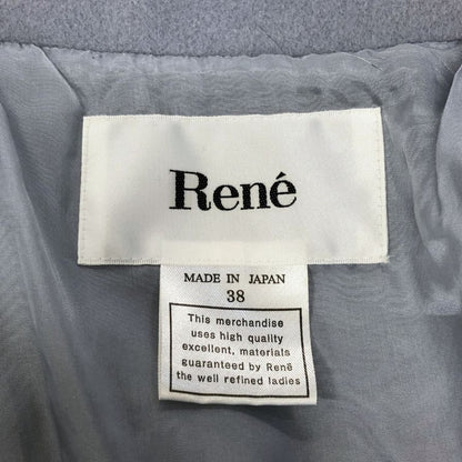 中古◆ルネ コート フォックス ファー フード ロング アンゴラ ウール グレー レディース サイズ38 Rene 【AFA9】
