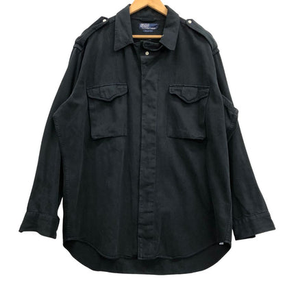 中古◆ポロ ラルフローレン ロングスリーブシャツ ダブルポケット エポーレット ブラック サイズL Polo Ralph Lauren 【AFB14】
