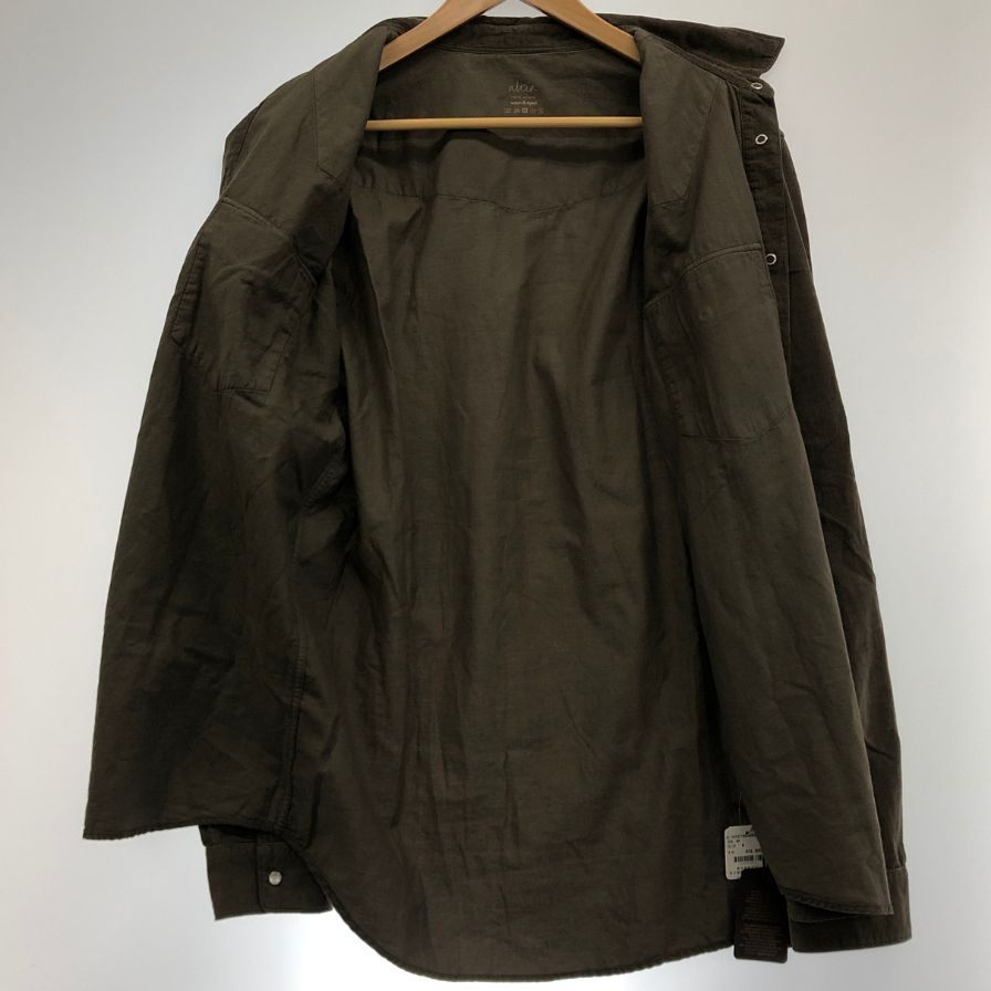 新品同様◆アルテア ウエスタンシャツ 長袖 細畝 コーデュロイ 製品染め カーキ M メンズ altea 【AFB39】