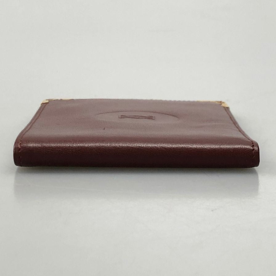 カルティエ マストライン レザー 札入れ 二つ折り財布 ウォレット ボルドー Cartier【AFI19】