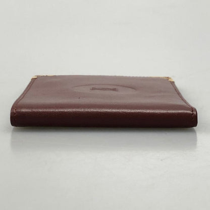 カルティエ マストライン レザー 札入れ 二つ折り財布 ウォレット ボルドー Cartier【AFI19】