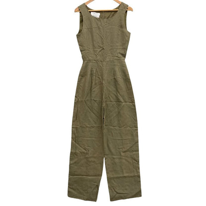 マックスマーラ オールインワン つなぎ オーバーオール リネン混 サイズ38 カーキ系 レディース MaxMara 【AFB46】
