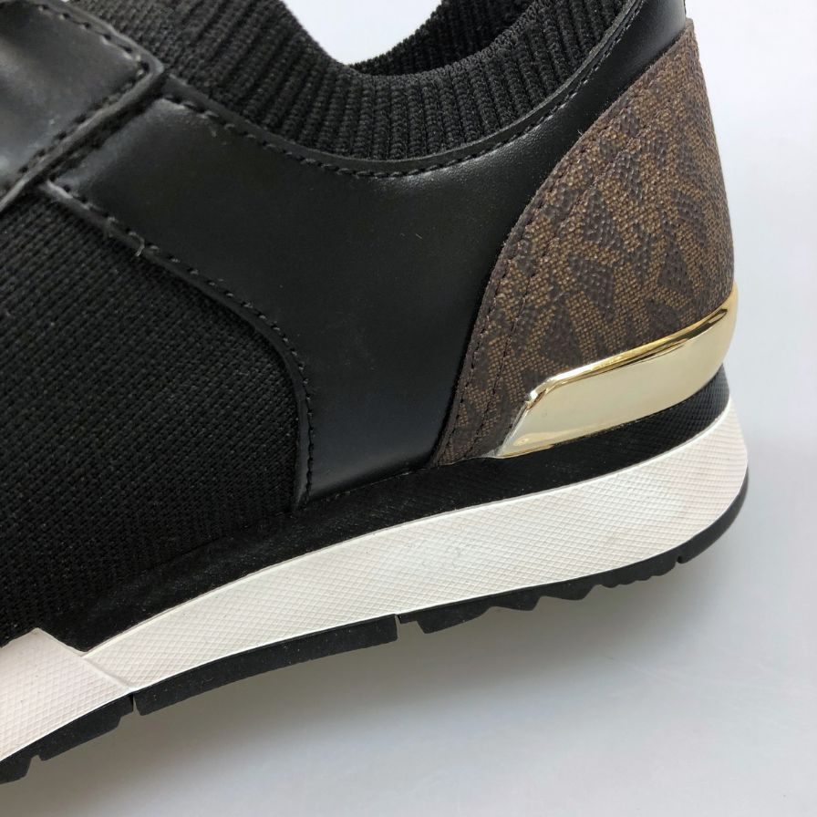 マイケルコース スニーカー ジェンキンス ニット トレーナー レディース US8.0 ブラック×ブラウン MICHAEL KORS 約25.5cm【AFC36】