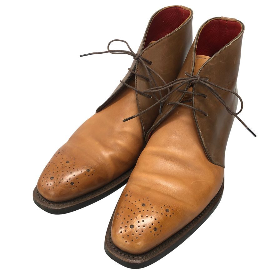 シェットランドフォックス チャッカブーツ 3076 コンビ グラスゴーシリーズ  ブラウン メンズ サイズUK7 SHETLANDFOX 約25.5cm【AFD3】