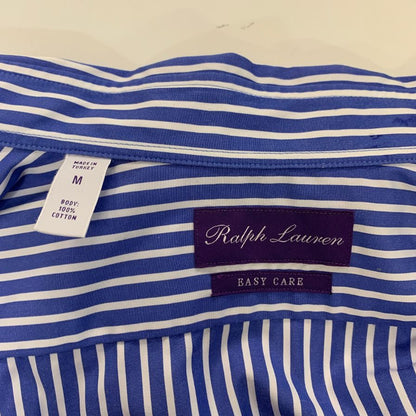 美品◆ラルフローレン シャツ パープルレーベル 2ポケット ストライプ コットン ブルー系 メンズ サイズ175/96A RALPH LAUREN 【AFB11】