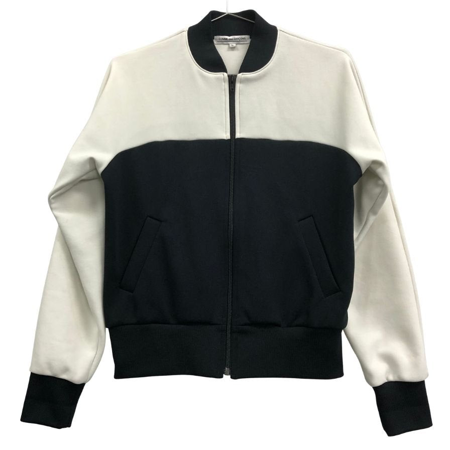中古◆コムデギャルソン レディース ジップ ブルゾン ジャージ バイカラー OX-T021 AD2023 サイズL ブラック×ホワイト COMME des GARONS 【AFB33】
