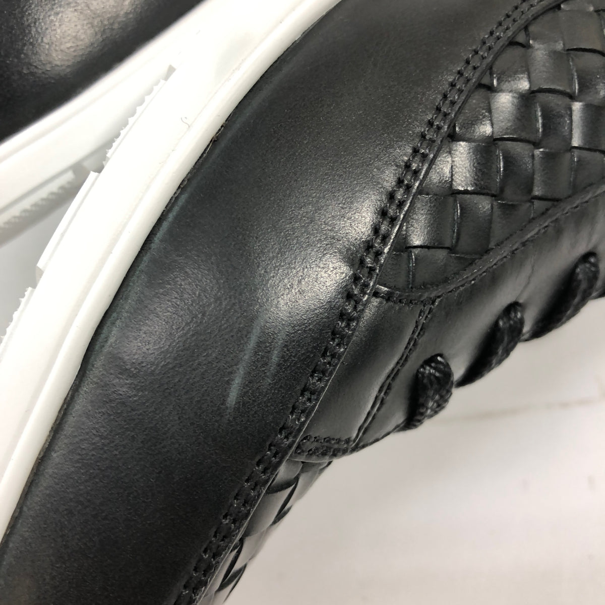 フレジーノ レザースニーカー ブラック 編み込み レディース サイズ24.5EEE FREGINO 約24.5cm【AFD15】