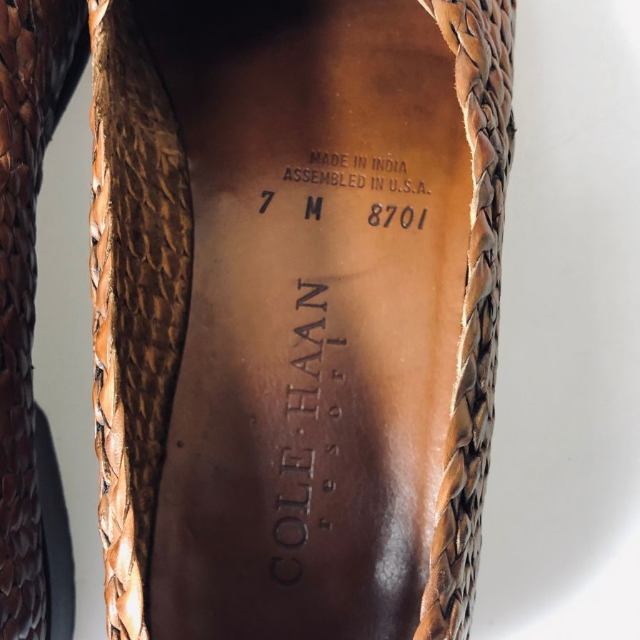 コールハーン ローファー 8701 メッシュ  レザー ブラウン メンズ サイズ7 COLE HAAN 約25.0cm【AFD7】