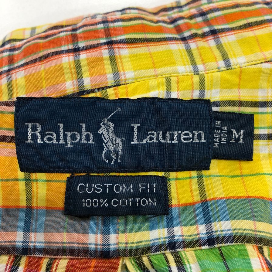 美品◆ラルフローレン ボタンダウンシャツ 90S オールド チェック メンズ サイズM Ralph Lauren 【AFB39】