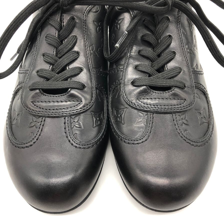 ルイ ヴィトン レザースニーカー 0078 モノグラム エンボスロゴ メンズ ブラック サイズUK5  LOUIS VUITTON 約24.5cm【PTM】