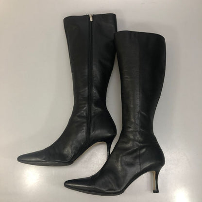 アンクライン ロング ブーツ レザー レディースサイズ 9   ブラック ANNE KLEIN 約26.0cm【AFD9-2】