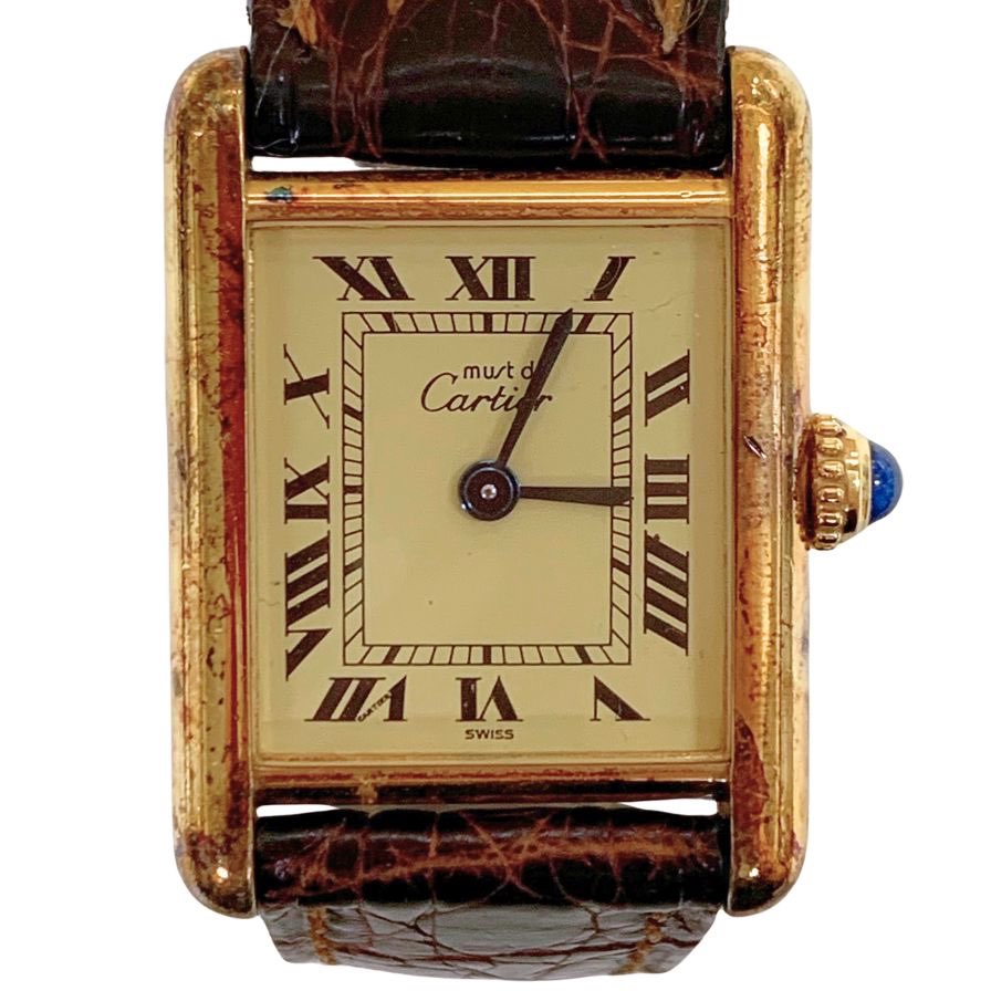 カルティエ 腕時計 マストタンク ヴェルメイユ 925刻印 白文字盤 不動品 Cartier【AFI4】