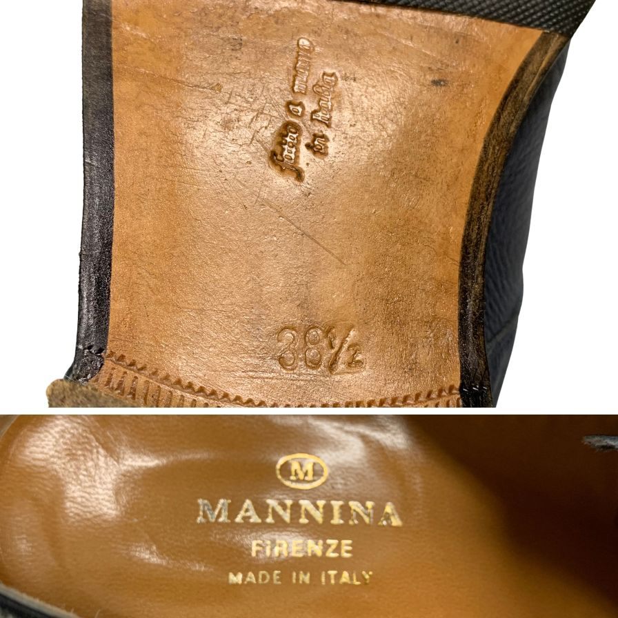 マンニーナ レザーシューズ ダブルモンク ブルー系 メンズ サイズ38.5 MANNINA 約25.5cm【AFC33】