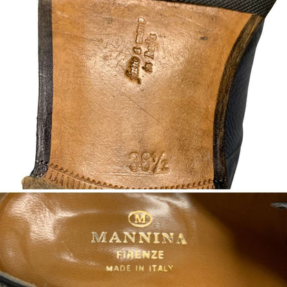 マンニーナ レザーシューズ ダブルモンク ブルー系 メンズ サイズ38.5 MANNINA 約25.5cm【AFC33】