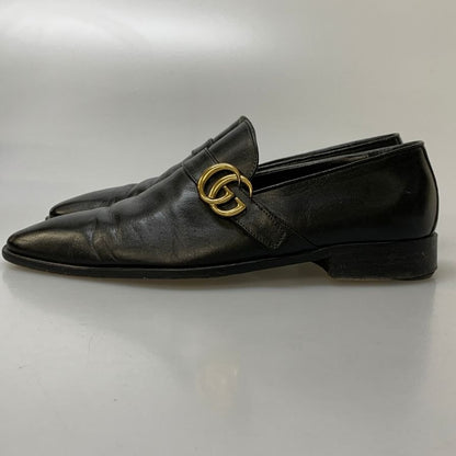 グッチ スリッポン GGストラップ プレーントゥ 09106 カーフ メンズ ブラック サイズ39.5E GUCCI 約25.0cm【AFD2】