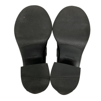 プラダ ローファー 厚底 ハイヒール ロゴ レザー レディース ブラック サイズ23.5 PRADA 約23.5cm【AFD3】