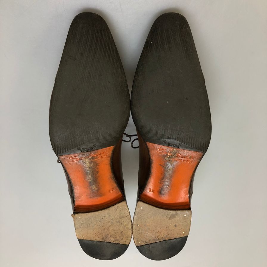 サントーニ レザーシューズ ストレートチップ 15004 ブラウン サイズ8.5 santoni 約27.5cm【AFC47】