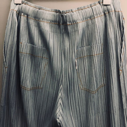 プリーツプリーズ イッセイミヤケ ワイド パンツ PP21-JF653 ブルー サイズ4 PLEATS PLEASE 【AFB13】