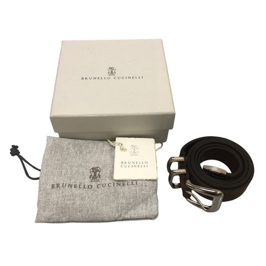ブルネロ クチネリ レザーベルト ナロータイプ スエード イタリア製 メンズ サイズ85 ブラウン Brunello Cucinelli【AFI29】