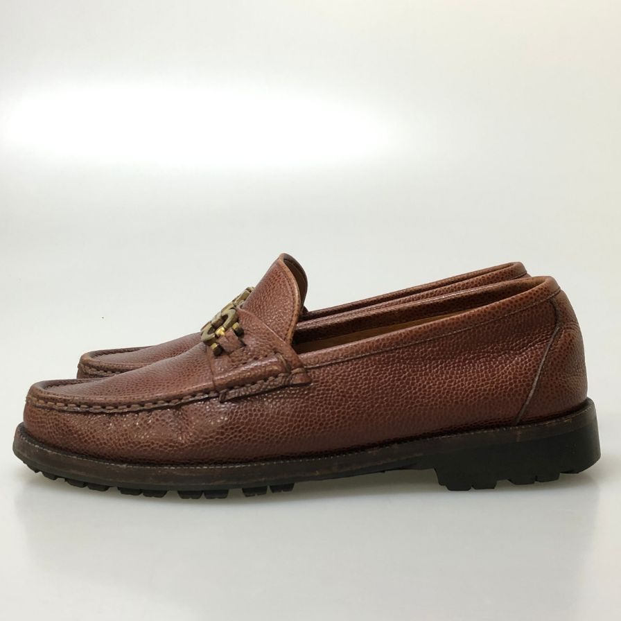 フェラガモ ビットローファー グレインレザー ガンチーニ金具 メンズ サイズ6EE ブラウン Ferragamo 約24.5cm【AFC47】