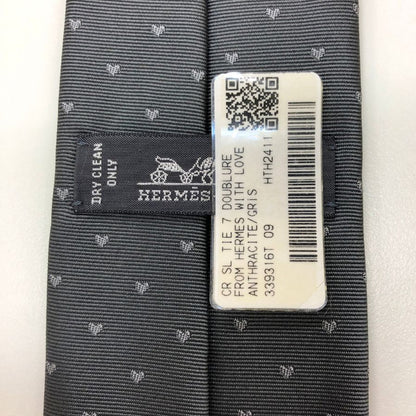 エルメス ネクタイ シルク グレー スレ ハート HERMES【AFB55】