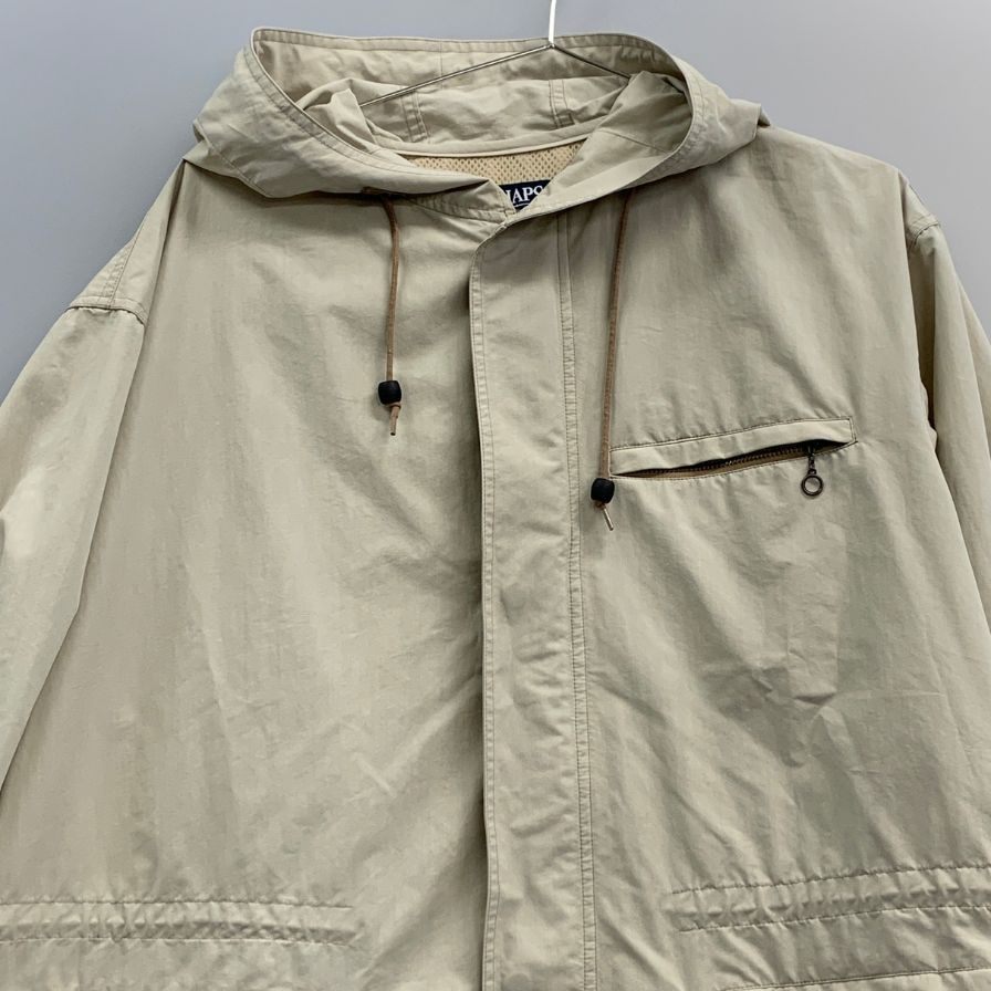 美品◆ポロラルフローレン チャップス ハーフコート 90年代 ナイロン ベージュ メンズ サイズL Polo Ralph Lauren CHAPS 【AFA7】
