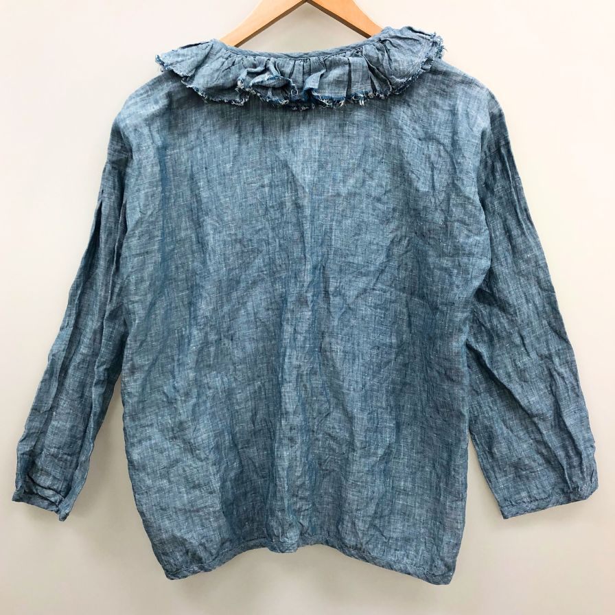 中古◆ジャーナルスタンダード ラックス リネン フリルシャツ レディース サイズ不明 ブルー  journal standard luxe 【AFB41】
