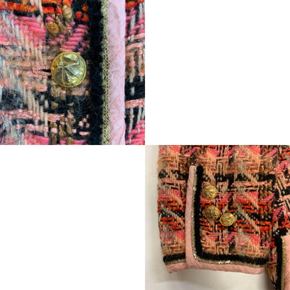 シャネル セットアップ スーツ ツイード 20156 ウール チェック サイズ40 レディース ピンク系 CHANEL【AFA10】