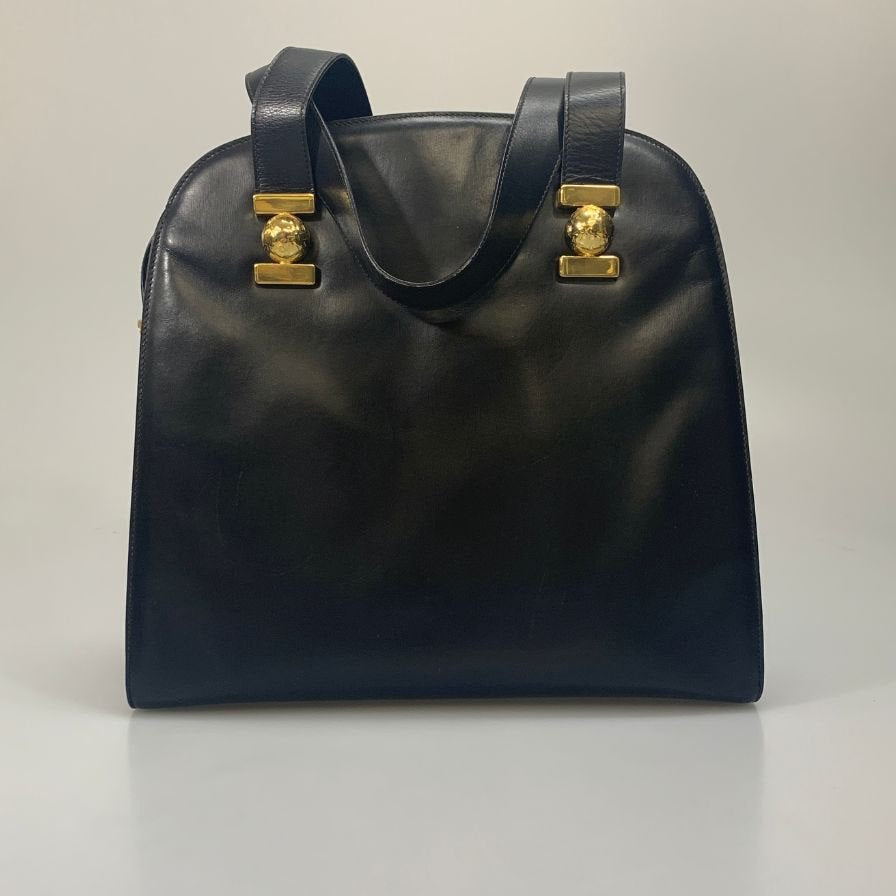 セリーヌ ハンドバッグ レザー ブラック オールドセリーヌ CELINE【AFE3】
