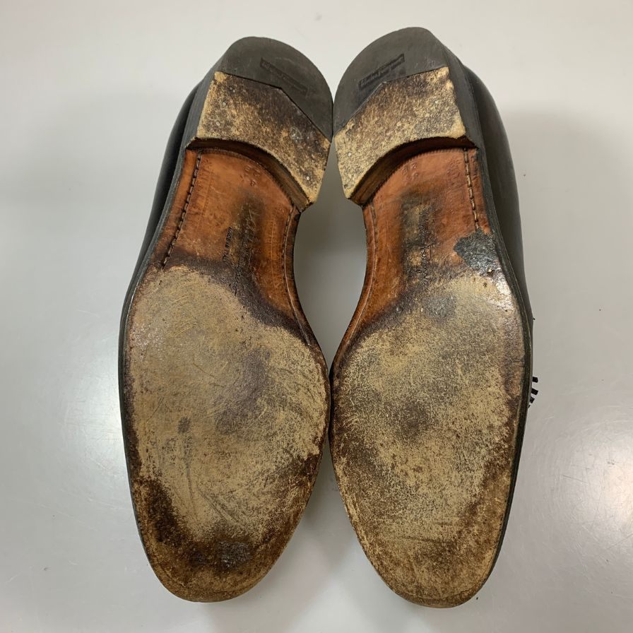 フェラガモ タッセルローファー UG12030 パンチドキャップトゥ カーフ ブラック サイズUK8.5 2E メンズ Salvatore Ferragamo 約27.5cm【AFC6】