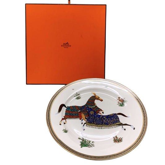 エルメス プレート シュヴァルドリアン ホース 約26㎝ ホワイト系 HERMES【AFI28】【中古】