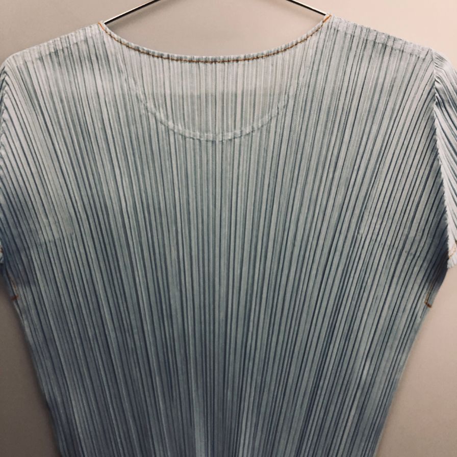美品◆プリーツプリーズ イッセイミヤケ 半袖 カットソー PP21-JK651 ブルー サイズ3 PLEATS PLEASE 【AFB1】