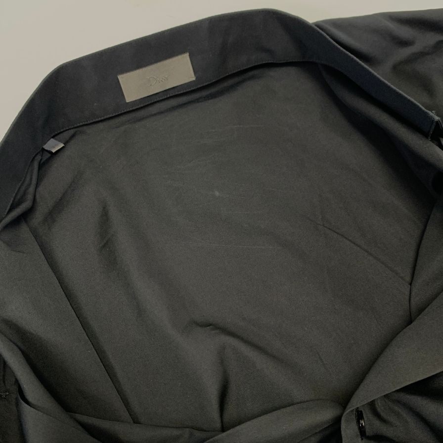 美品◆ディオール オム コットン 長袖スタンドカラーシャツ 163C505A1581 イタリア製 メンズ サイズ38 ブラック DIOR HOMME 【AFB35】