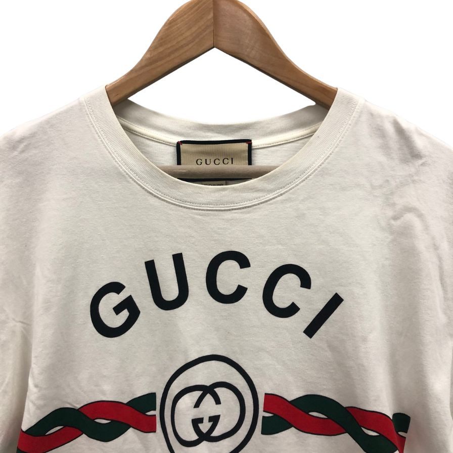 中古◆グッチ 半袖Tシャツ プリント FIRENZE 1921 ホワイト メンズ サイズS GUCCI 【AFB23】