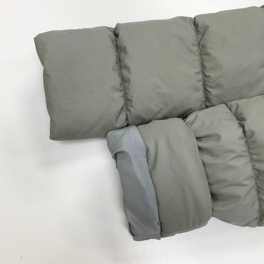 中古◆セオリー ダウンコート ハーフ丈 Aライン ラクーン ファー 本毛皮 グレー レディース サイズP Theory 【AFF23】