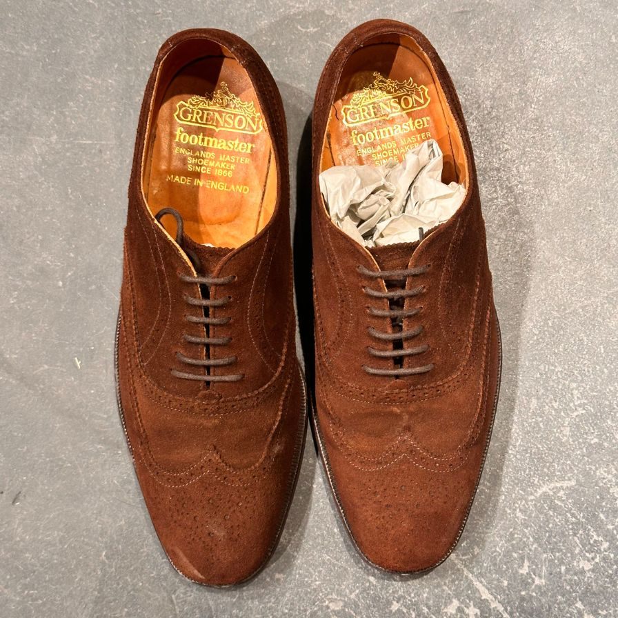 グレンソン レザーシューズ 6381 フルブローグ スエード ブラウン サイズUK6.5F メンズ GRENSON ビジネスシューズ 約25.0cm【LA】【中古】