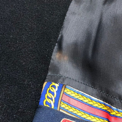 中古◆ヘルノ フード付き ウールロングコート ブラック サイズ44 レディース 裏地スカーフ柄 イタリア製 HERNO 【AFA4】