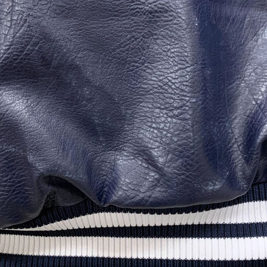美品◆ファナティックス スタジャン レザー ジャンパー ニューヨーク ヤンキース PU 合皮 ネイビー メンズ サイズXL Fanatics MLB New York Yankees 【AFG1】