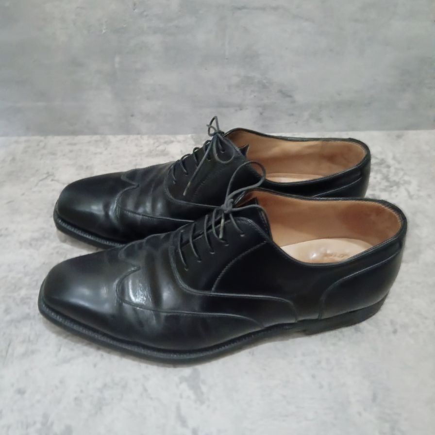 エンツォボナフェ レザーシューズ ウイングチップ カーフ ブラック サイズUK7 Enzo Bonafe ビジネスシューズ 約25.5cm【LA】【中古】
